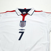 2003/05 Beckham #7 England Vintage Umbro Home Football Shirt (L) EURO 2004