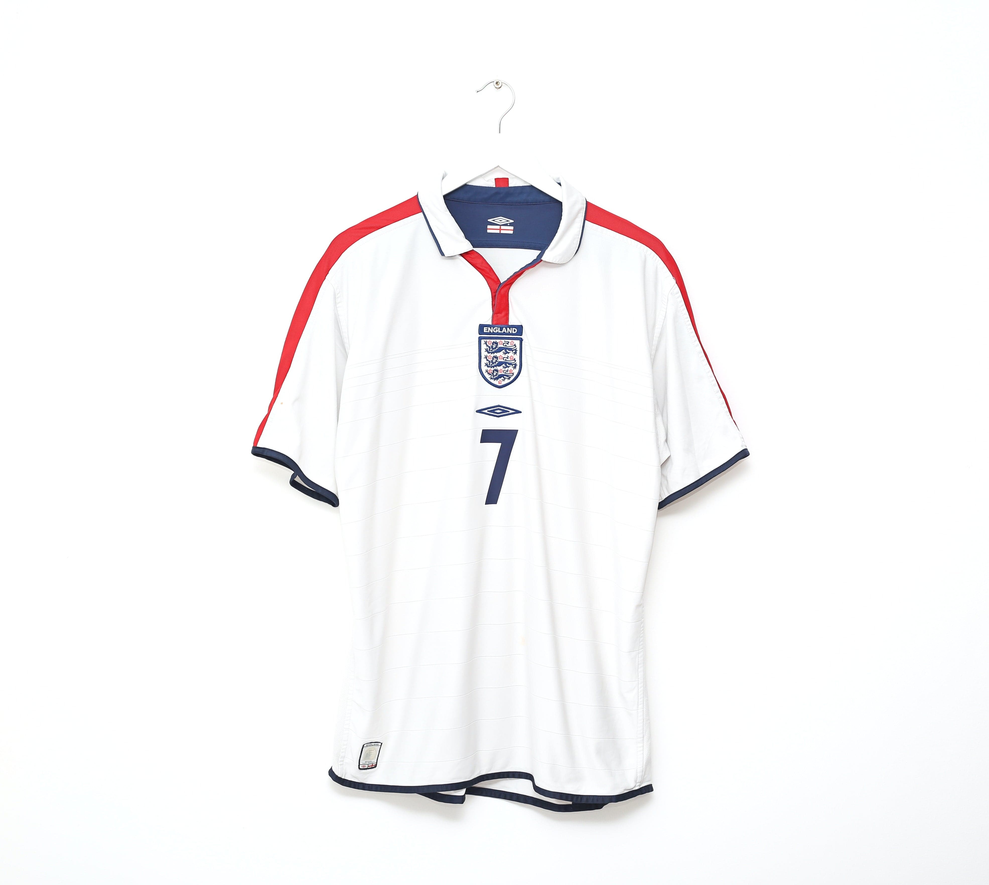 2003/05 Beckham #7 England Home Shirt | Size XL | Vintage Umbro