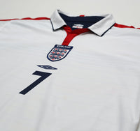 2003/05 Beckham #7 England Vintage Umbro Home Football Shirt (XL) EURO 2004