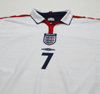 2003/05 Beckham #7 England Vintage Umbro Home Football Shirt (XL) EURO 2004