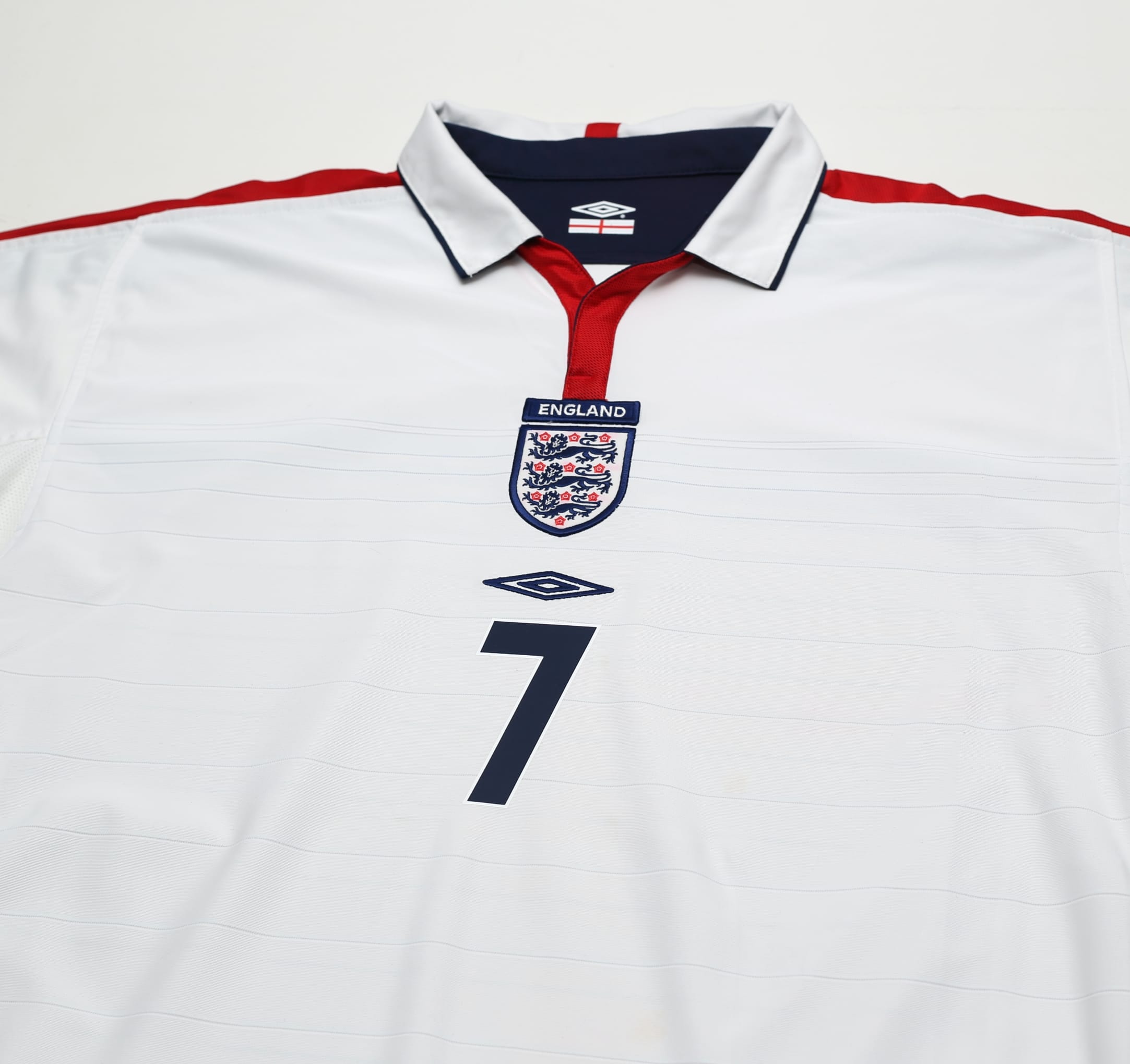 2003/05 Beckham #7 England Vintage Umbro Home Football Shirt (XL) EURO 2004