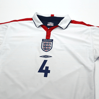 2003/05 Gerrard #4 England Vintage Umbro Home Football Shirt (M) EURO 2004