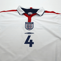 2003/05 Gerrard #4 England Vintage Umbro Home Football Shirt (M) EURO 2004