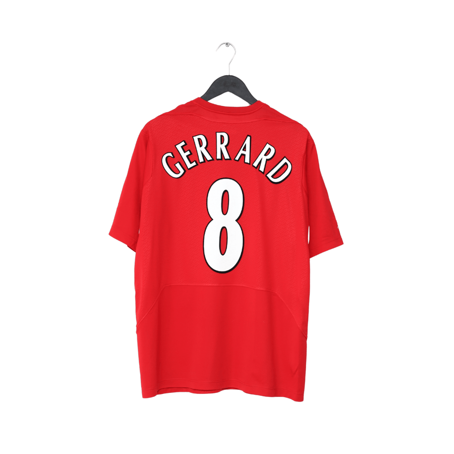 2004/05 GERRARD #8 Liverpool Vintage Reebok European Home Football Shirt (L)