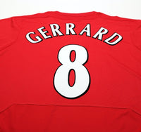 2004/05 GERRARD #8 Liverpool Vintage Reebok European Home Football Shirt (L)