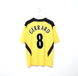 2004/05 GERRARD #8 Liverpool Vintage Reebok UCL Away Football Shirt Jersey (L)