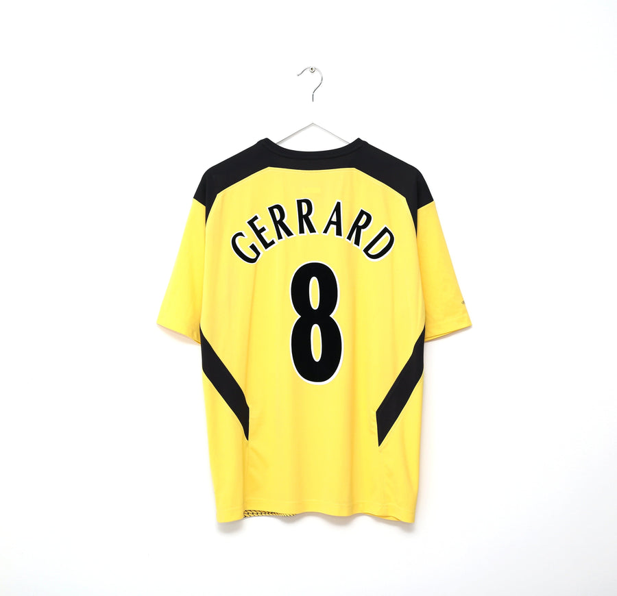 2004/05 GERRARD #8 Liverpool Vintage Reebok UCL Away Football Shirt Jersey (L)