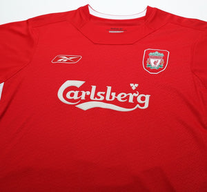2004/05 GERRARD #8 Liverpool Vintage Reebok UCL Home Football Shirt Jersey (L)