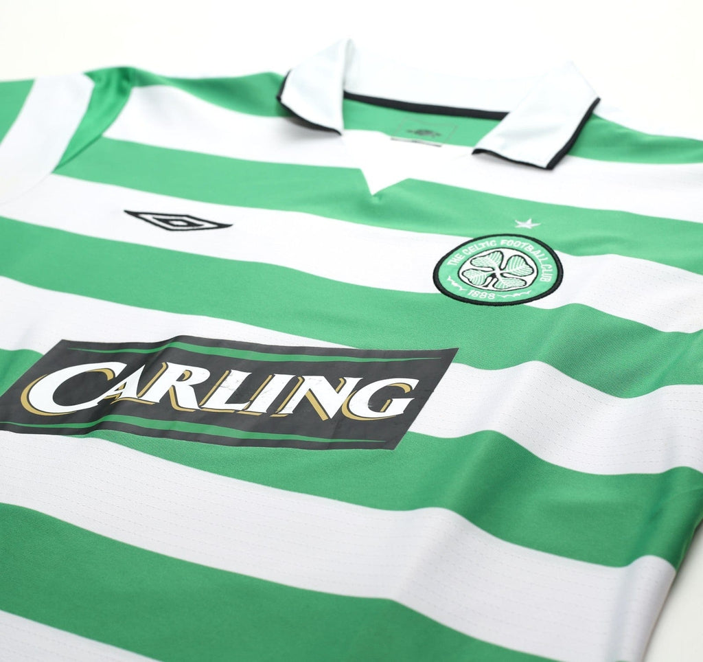 2004/05 LARSSON #7 Celtic Vintage Umbro European Home Football Shirt (M/L)