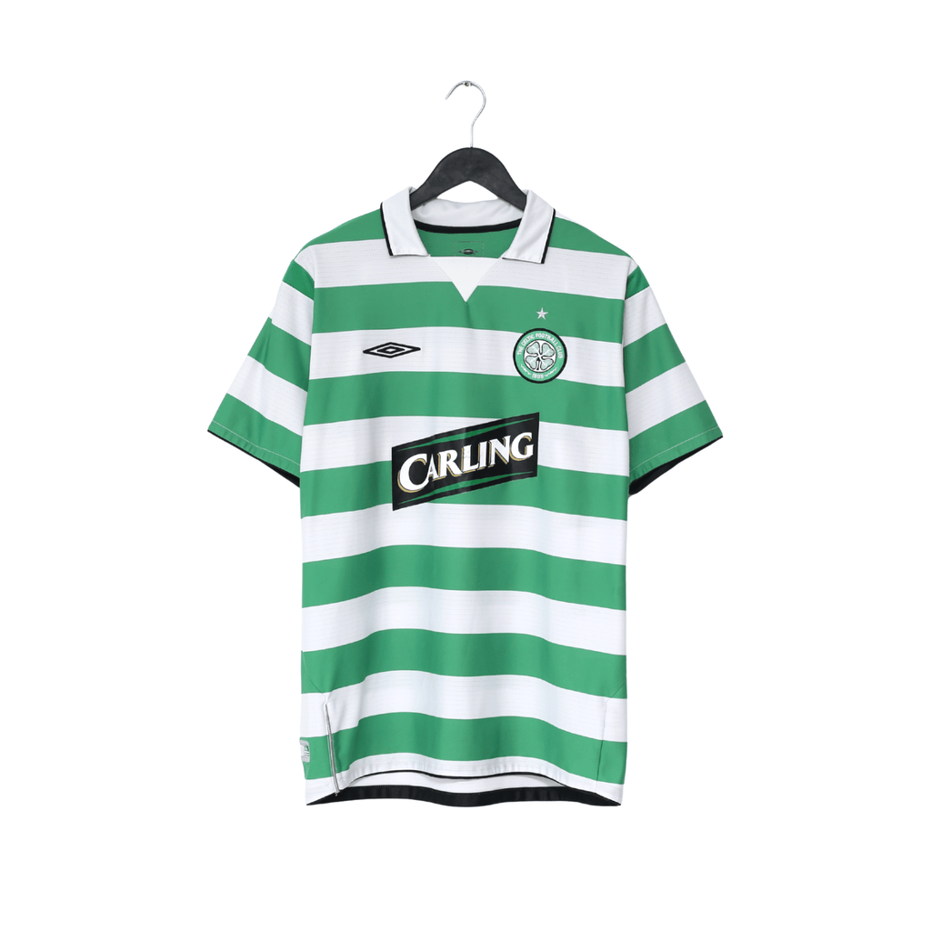2004/05 LARSSON #7 Celtic Vintage Umbro European Home Football Shirt (M/L)
