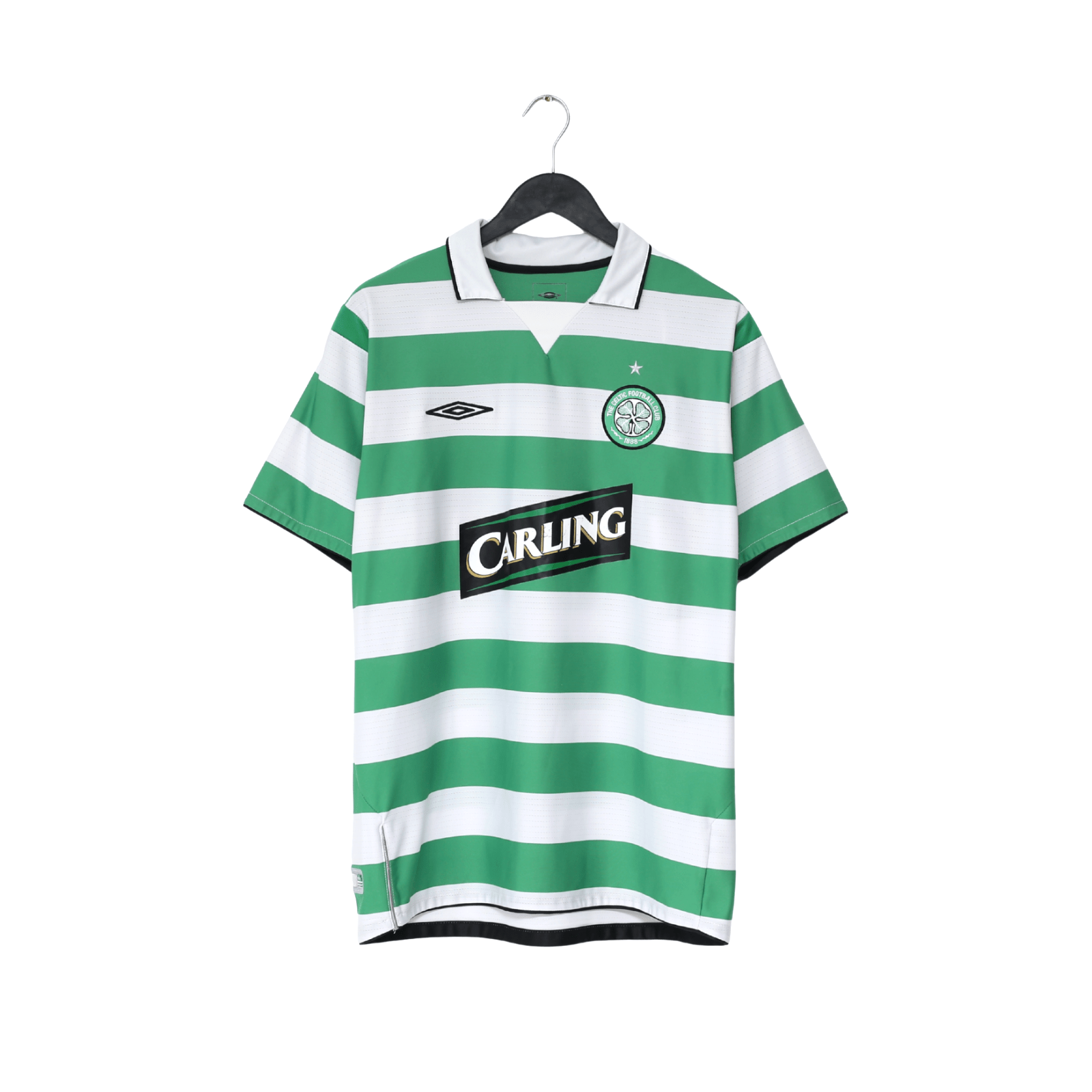 2004/05 LARSSON #7 Celtic Vintage Umbro European Home Football Shirt (M/L)