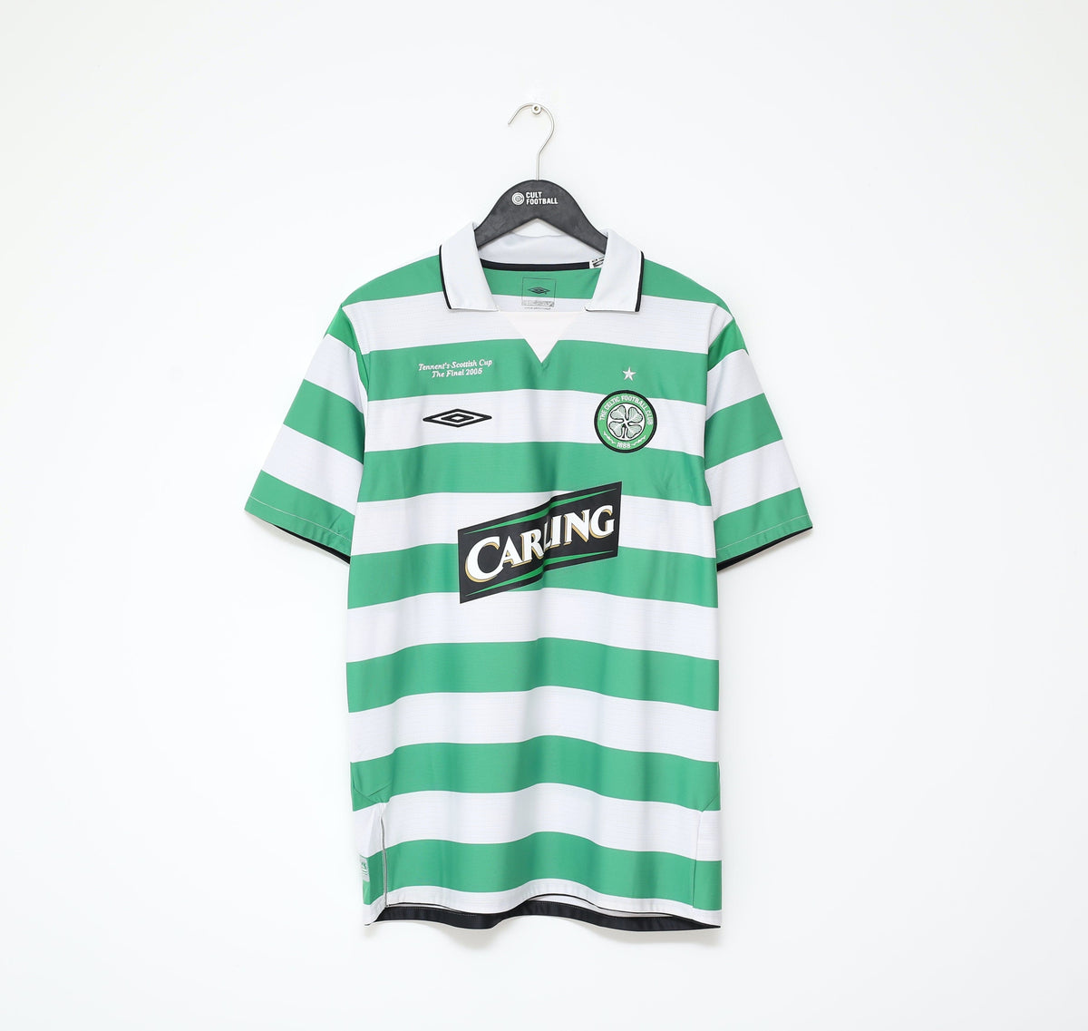 2004/05 PETROV #19 Celtic Vintage Umbro Scottish Cup Final Football Shirt (L)