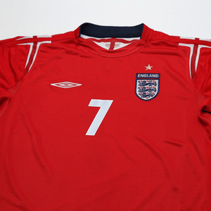 2004/06 Beckham #7 England Vintage Umbro Away Football Shirt (L) EURO 2004