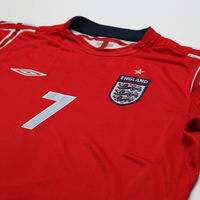 2004/06 Beckham #7 England Vintage Umbro Away Football Shirt (L) EURO 2004