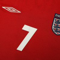 2004/06 Beckham #7 England Vintage Umbro Away Football Shirt (L) EURO 2004