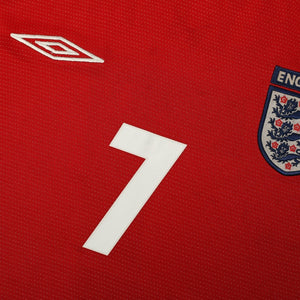 2004/06 Beckham #7 England Vintage Umbro Away Football Shirt (L) EURO 2004