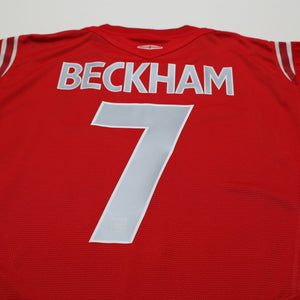 2004/06 Beckham #7 England Vintage Umbro Away Football Shirt (L) EURO 2004