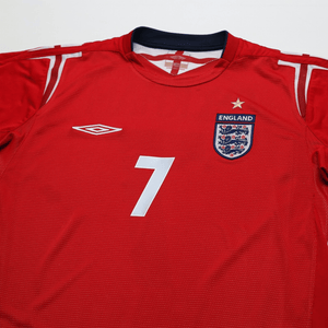 2004/06 Beckham #7 England Vintage Umbro Away Football Shirt (M) EURO 2004