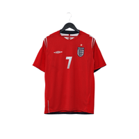 2004/06 Beckham #7 England Vintage Umbro Away Football Shirt (M) EURO 2004