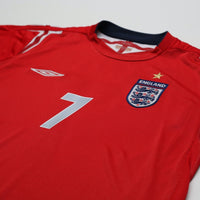 2004/06 Beckham #7 England Vintage Umbro Away Football Shirt (M) EURO 2004