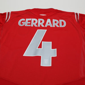 2004/06 Gerrard #4 England Vintage Umbro Away Football Shirt (M) EURO 2004