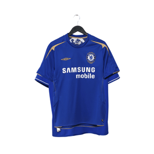 2005/06 Drogba #15 Chelsea Vintage Umbro Centenary UCL Home Football Shirt (M)