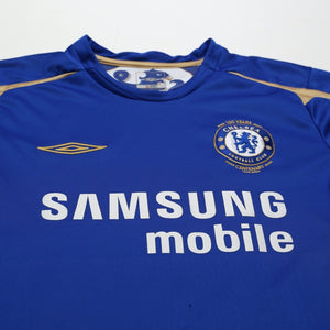 2005/06 Drogba #15 Chelsea Vintage Umbro Centenary UCL Home Football Shirt (M)