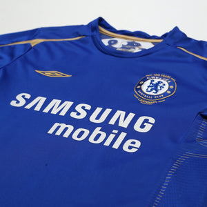 2005/06 Drogba #15 Chelsea Vintage Umbro Centenary UCL Home Football Shirt (M)
