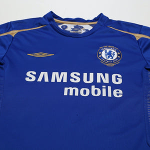 2005/06 Drogba #15 Chelsea Vintage Umbro Centenary UCL Home Football Shirt (M)