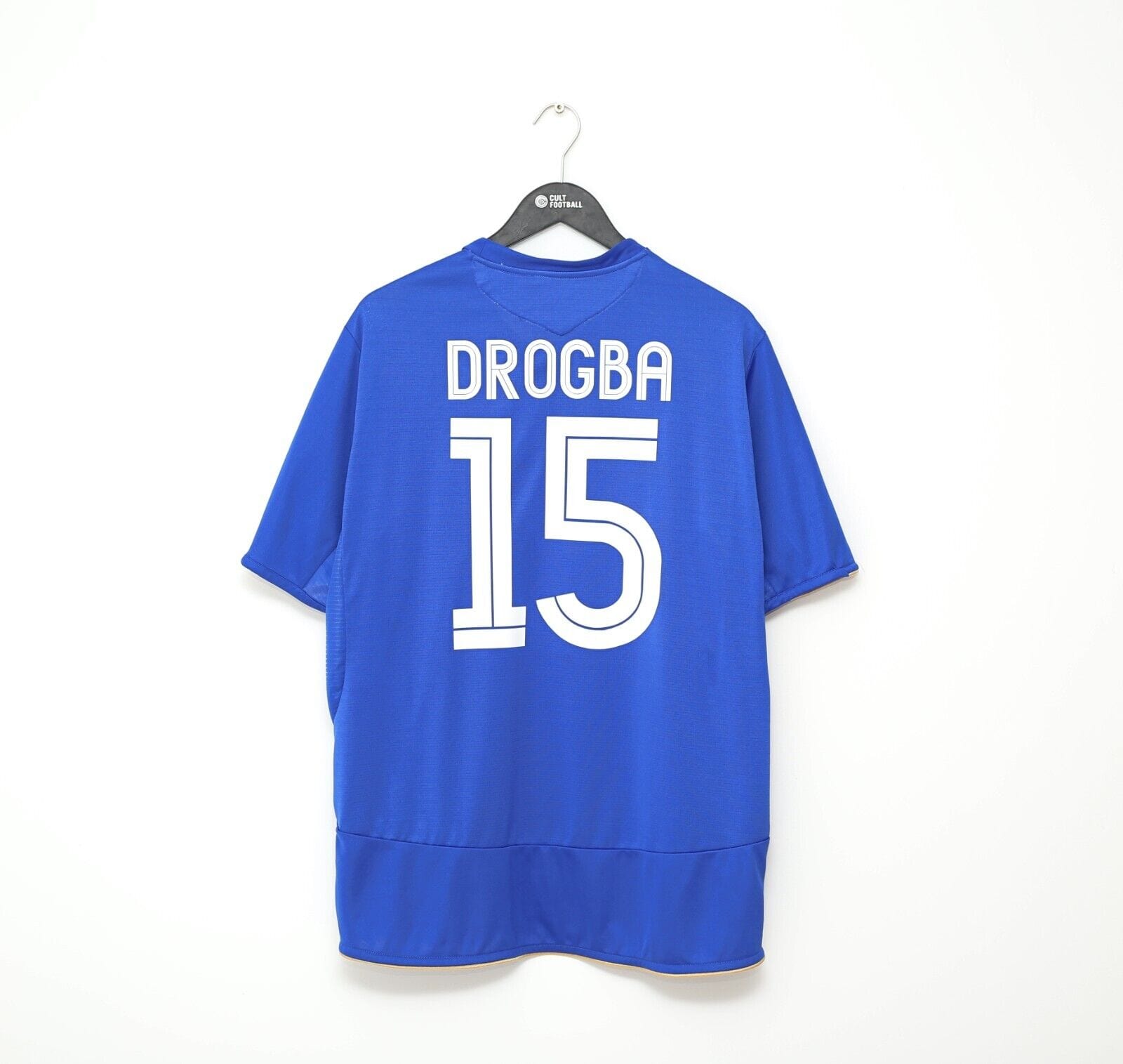2005/06 DROGBA #15 Chelsea Vintage Umbro UCL Home Football Shirt Jersey (XL)