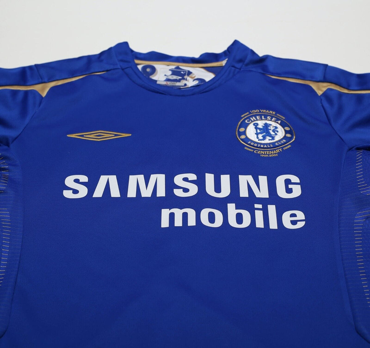 2005/06 DROGBA #15 Chelsea Vintage Umbro UCL Home Football Shirt (S)