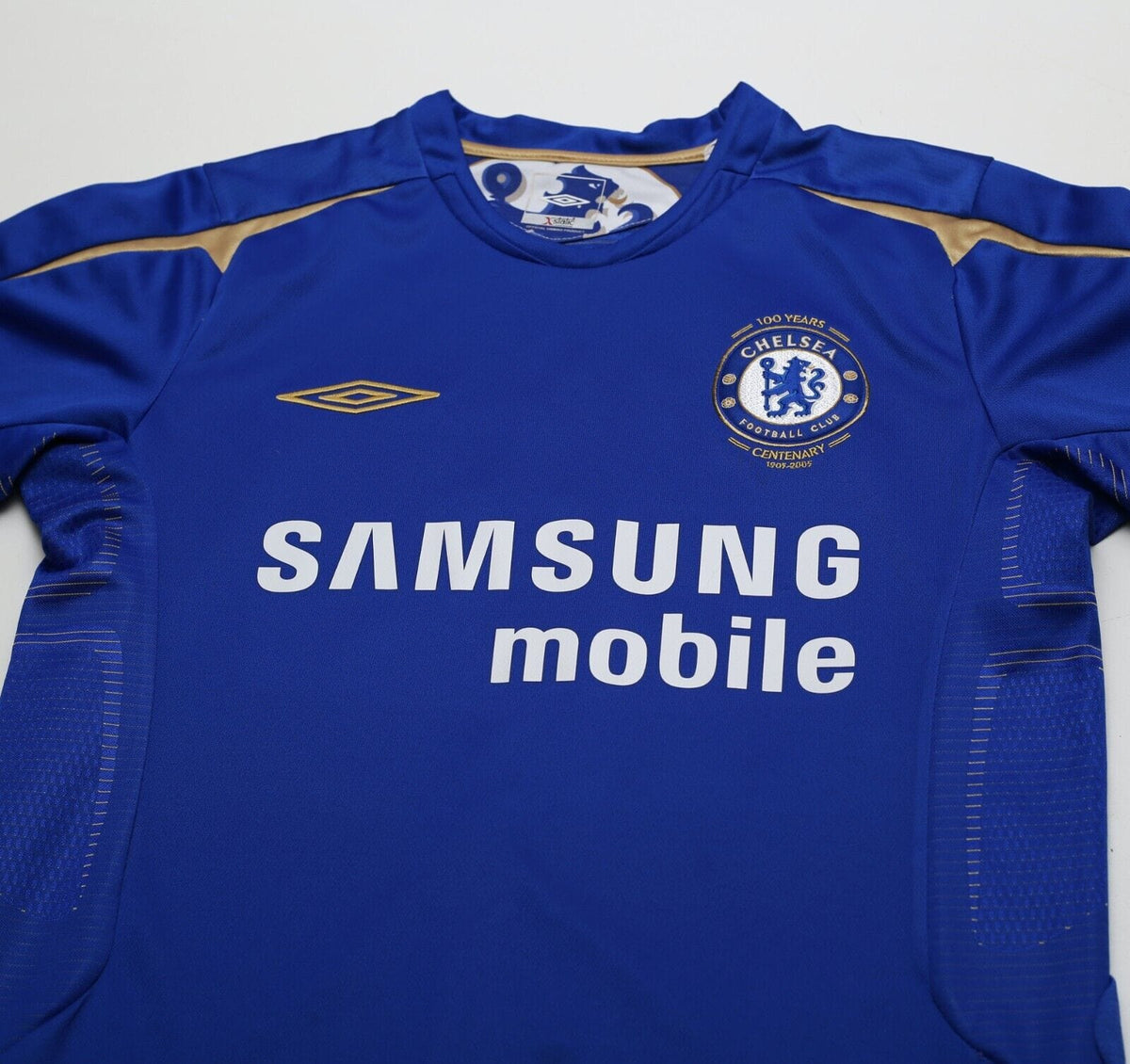 2005/06 DROGBA #15 Chelsea Vintage Umbro UCL Home Football Shirt (S)