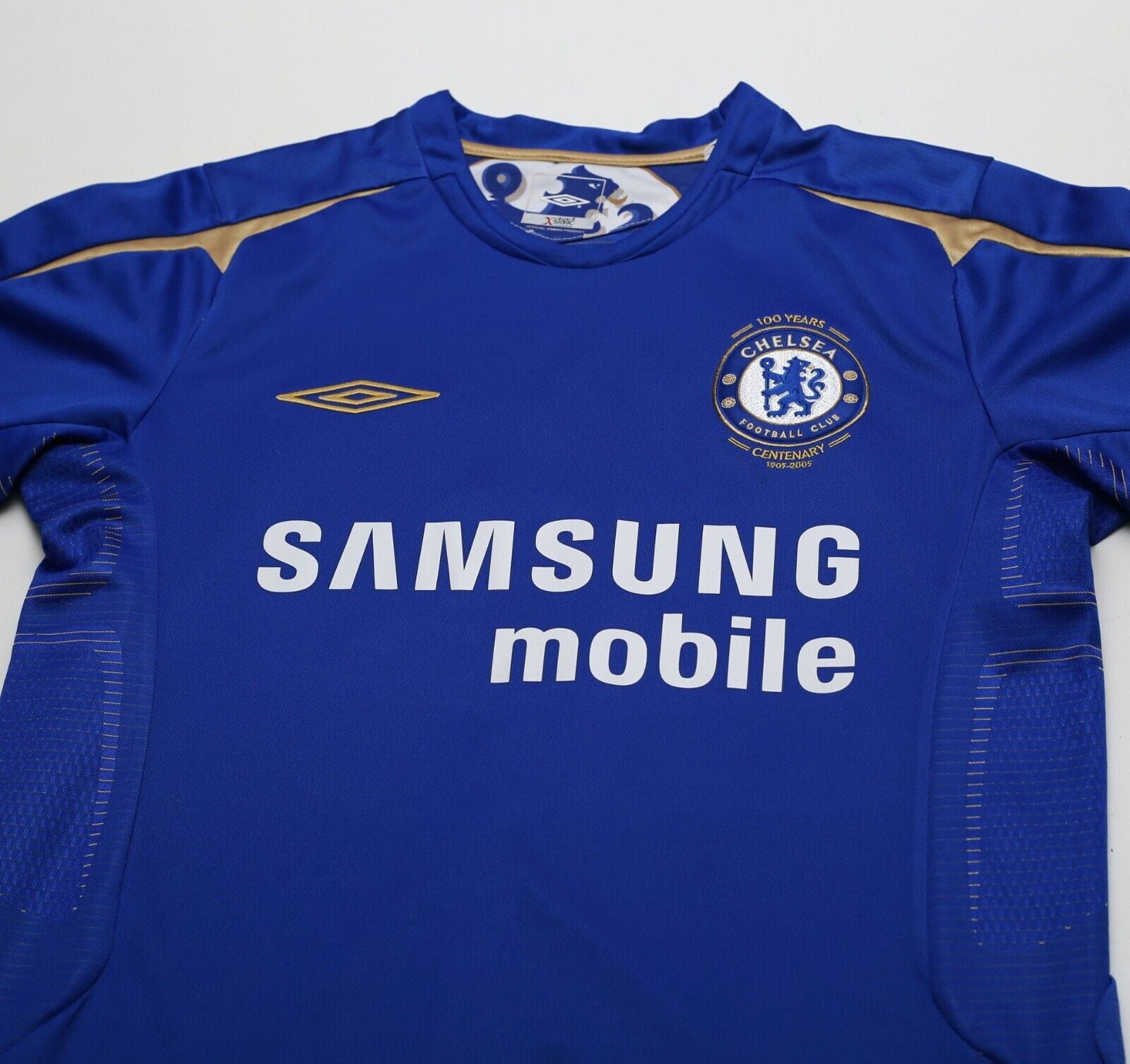 2005/06 DROGBA #15 Chelsea Vintage Umbro UCL Home Football Shirt (S)