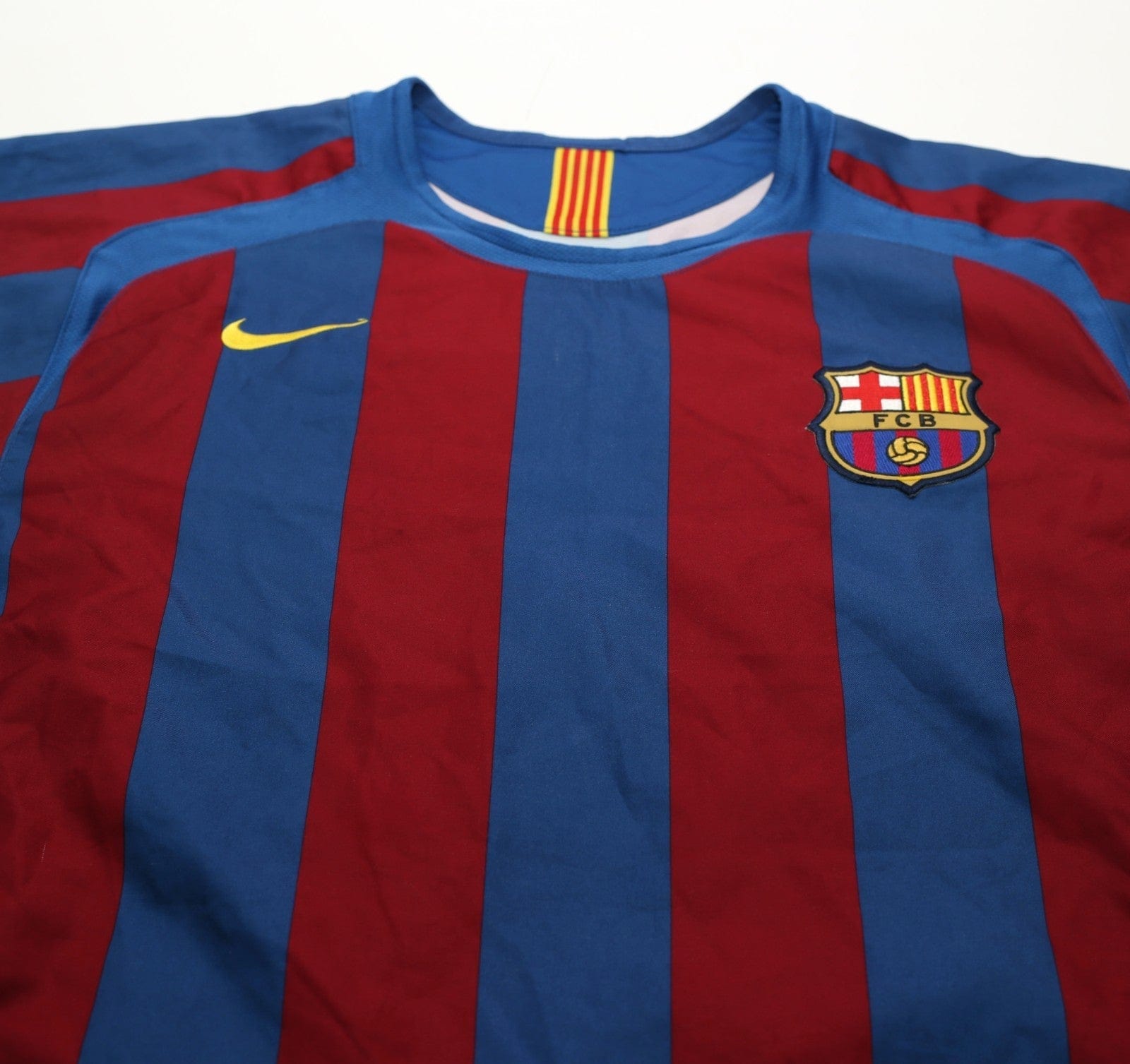 2005/06 ETO'O #9 Barcelona Vintage Nike Home Football Shirt (M) SIGNED