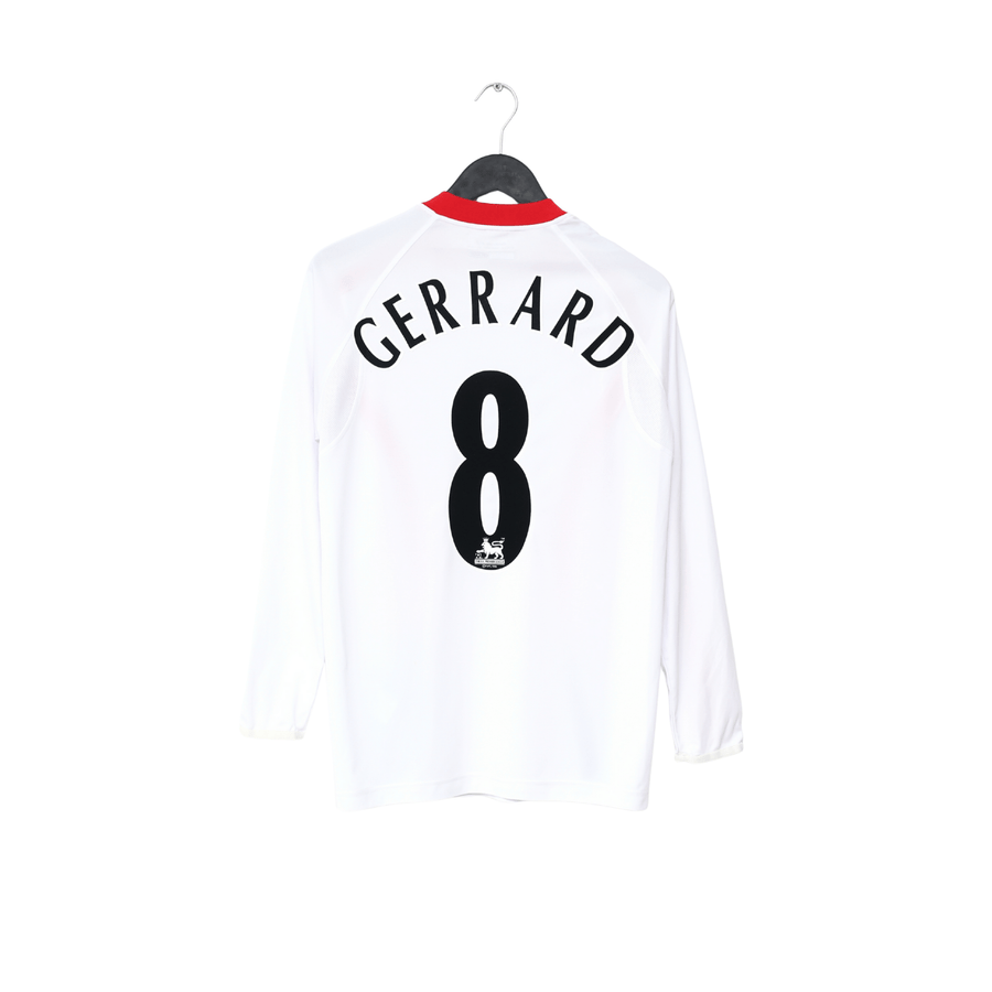 2005/06 GERRARD #8 Liverpool Vintage Reebok Away LS Football Shirt (S)