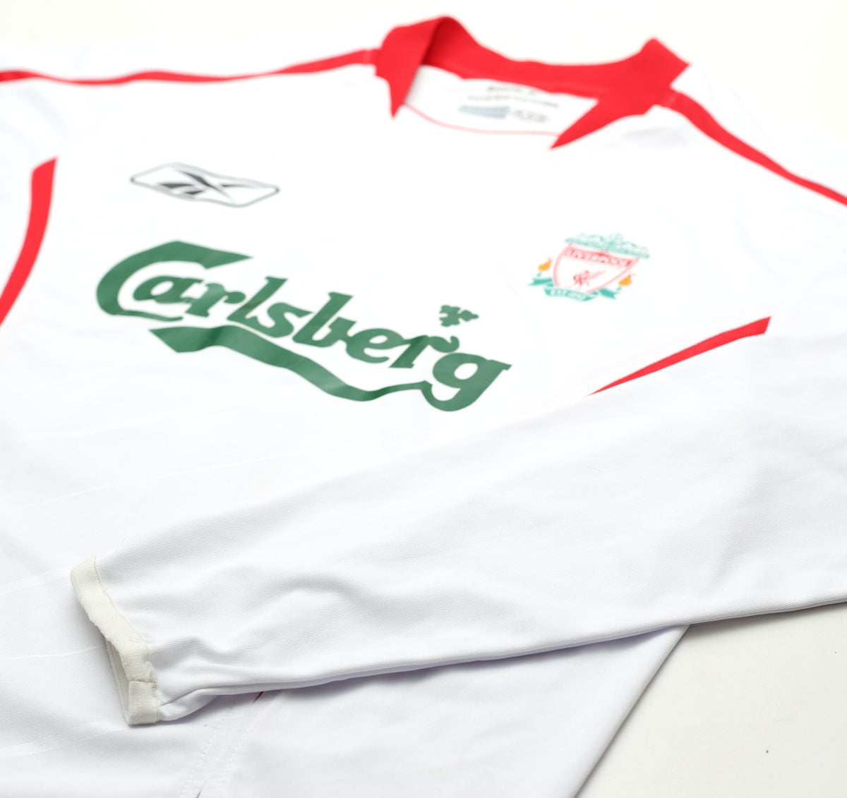 2005/06 GERRARD #8 Liverpool Vintage Reebok Away LS Football Shirt (S)
