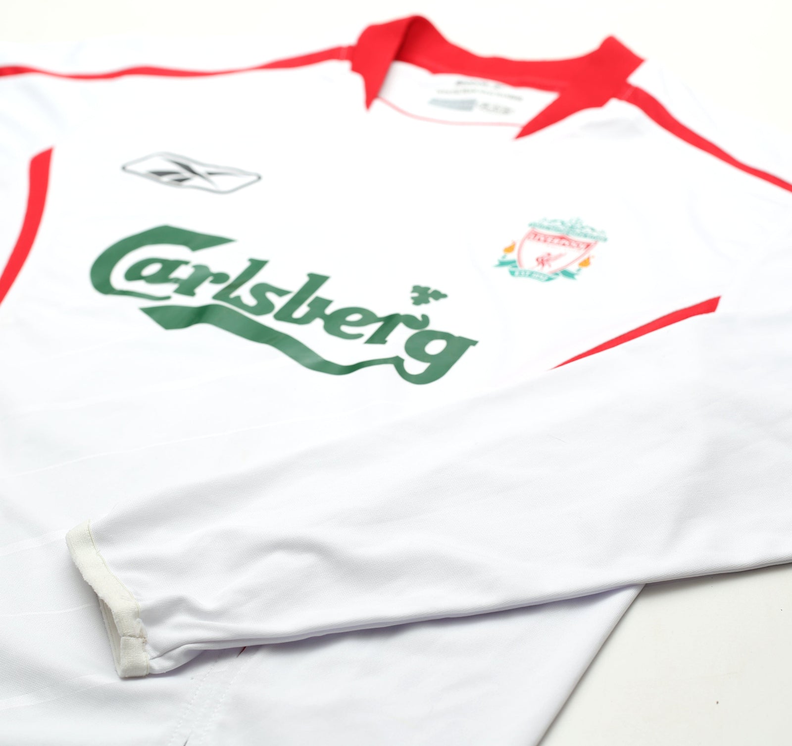 2005/06 GERRARD #8 Liverpool Vintage Reebok Away LS Football Shirt (S)