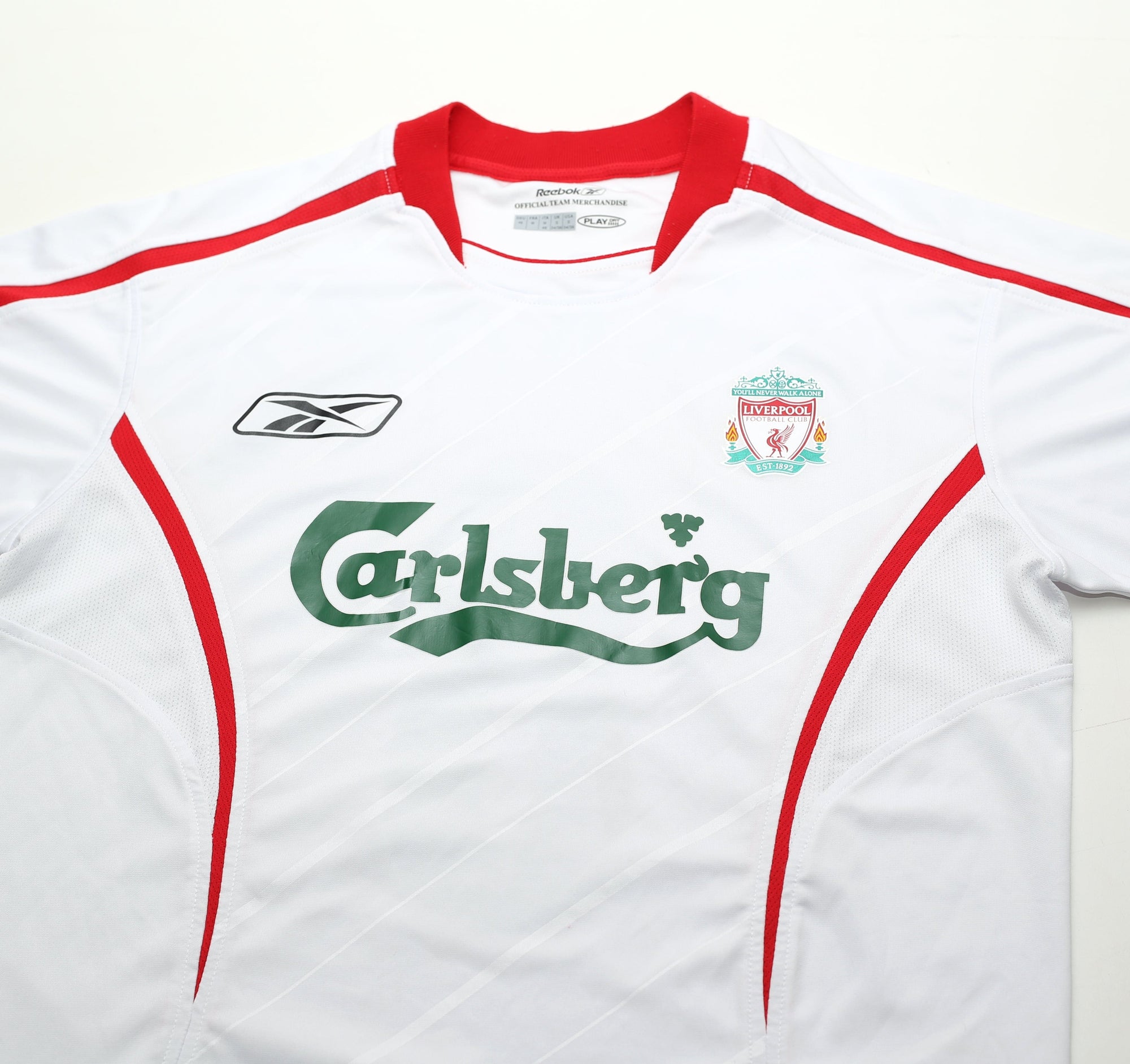 2005/06 GERRARD #8 Liverpool Vintage Reebok Away LS Football Shirt (S)