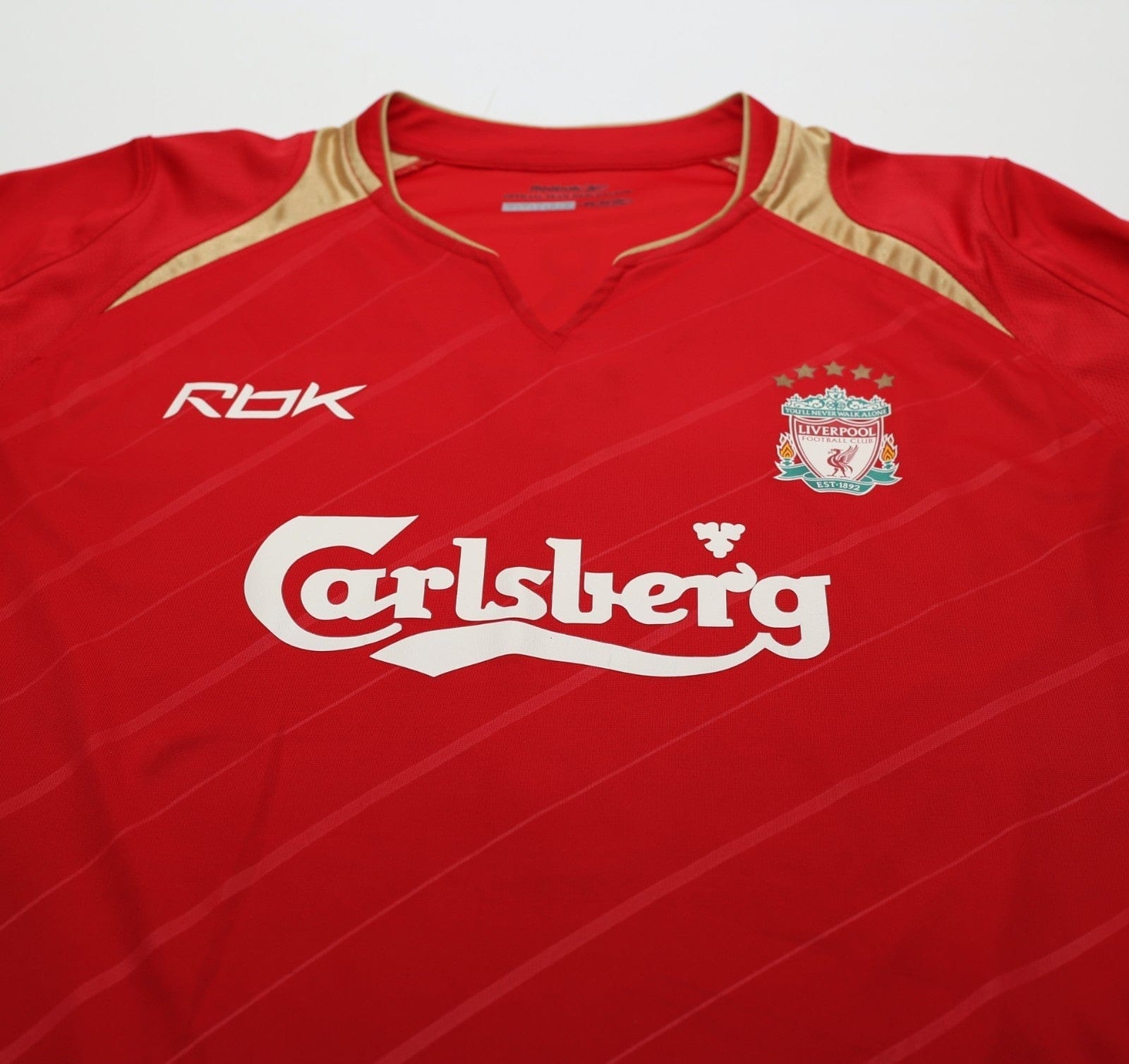 2005/06 GERRARD #8 Liverpool Vintage Reebok European Home Football Shirt (M)