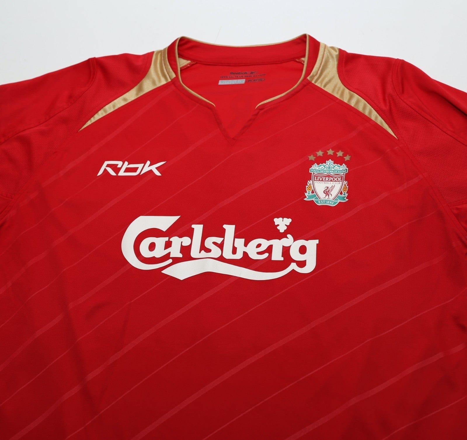 2005/06 GERRARD #8 Liverpool Vintage Reebok European Home Football Shirt (M)