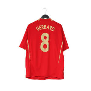 2005/06 GERRARD #8 Liverpool Vintage Reebok European Home Football Shirt (XL)