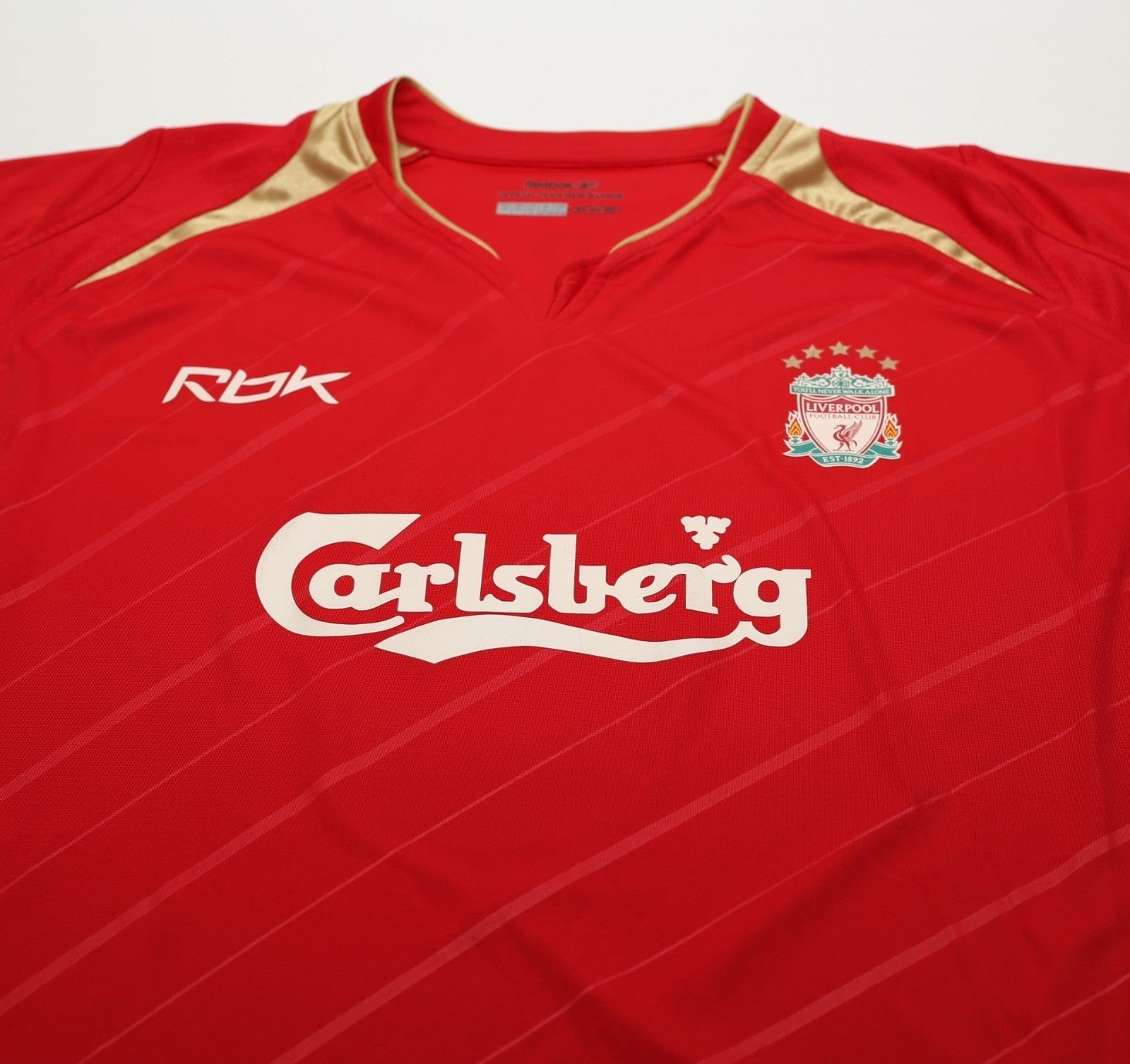 2005/06 GERRARD #8 Liverpool Vintage Reebok European Home Football Shirt (XL)