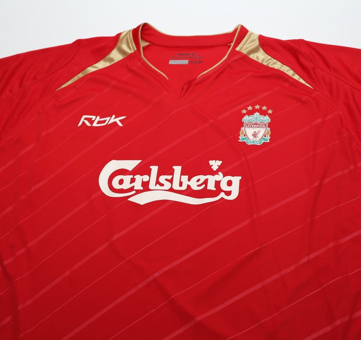 2005/06 GERRARD #8 Liverpool Vintage Reebok European Home Football Shirt (XL)