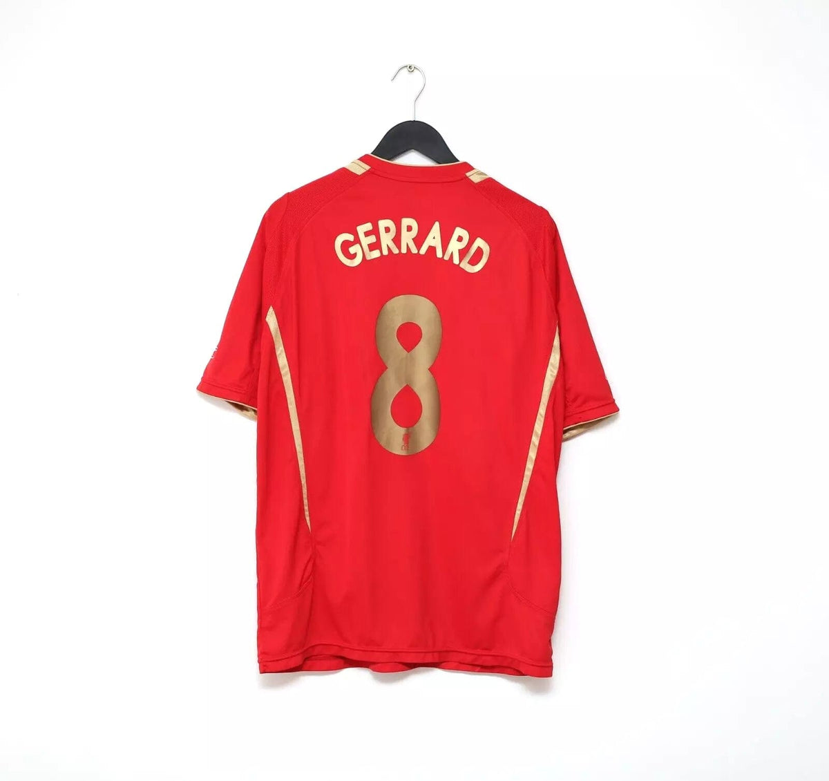 2005/06 GERRARD #8 Liverpool Vintage Reebok UCL Home Football Shirt Jersey (L)