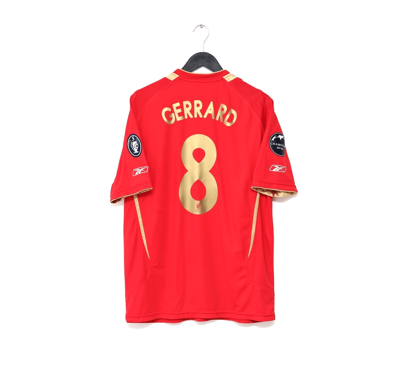 2005/06 GERRARD #8 Liverpool Vintage Reebok UCL Home Football Shirt Jersey (L)