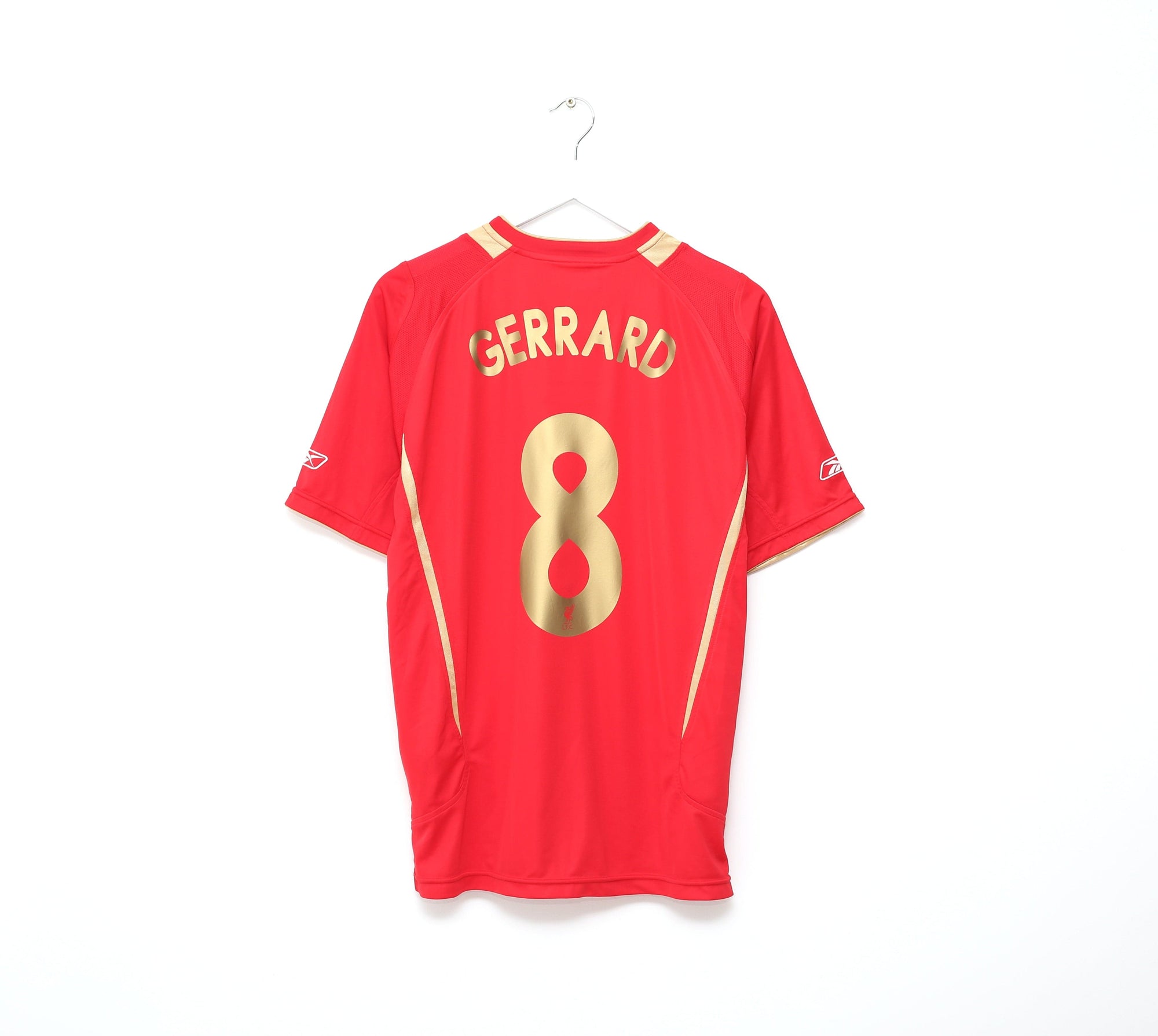 2005/06 GERRARD #8 Liverpool Vintage Reebok UCL Home Football Shirt Jersey (M)