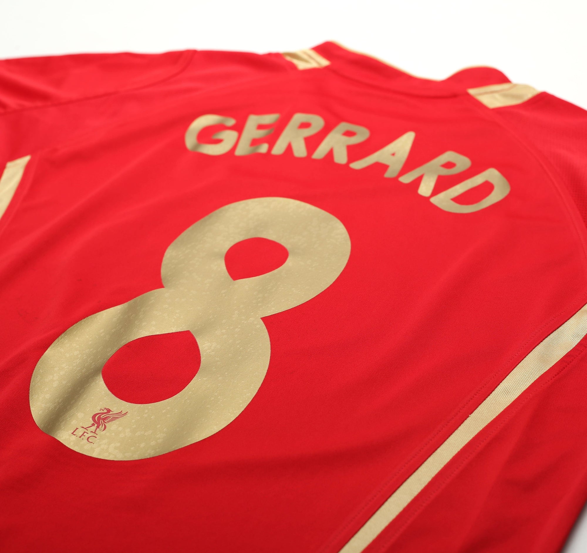 2005/06 GERRARD #8 Liverpool Vintage Reebok UCL Home Football Shirt Jersey (S)