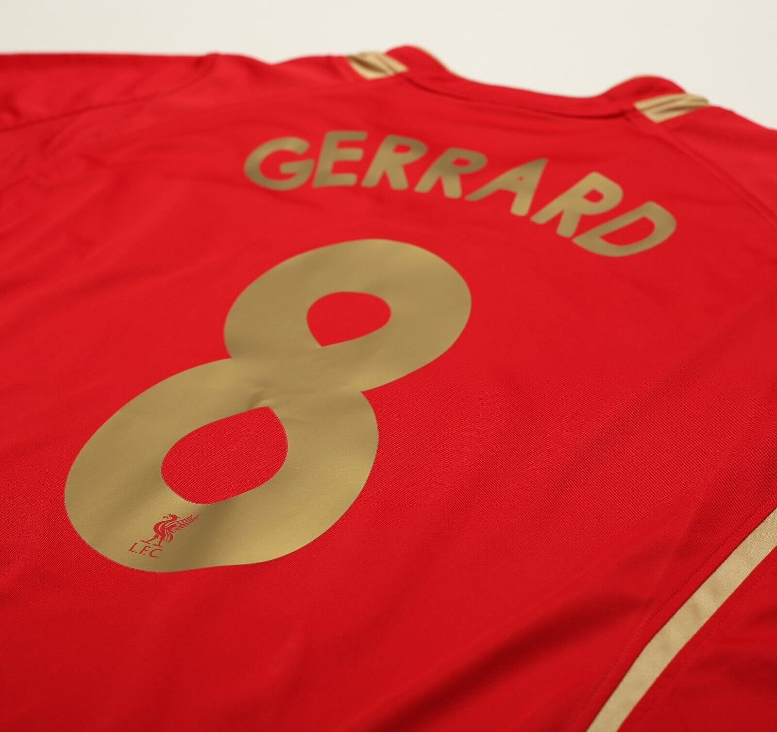 2005/06 GERRARD #8 Liverpool Vintage Reebok UCL Home Football Shirt (XL)
