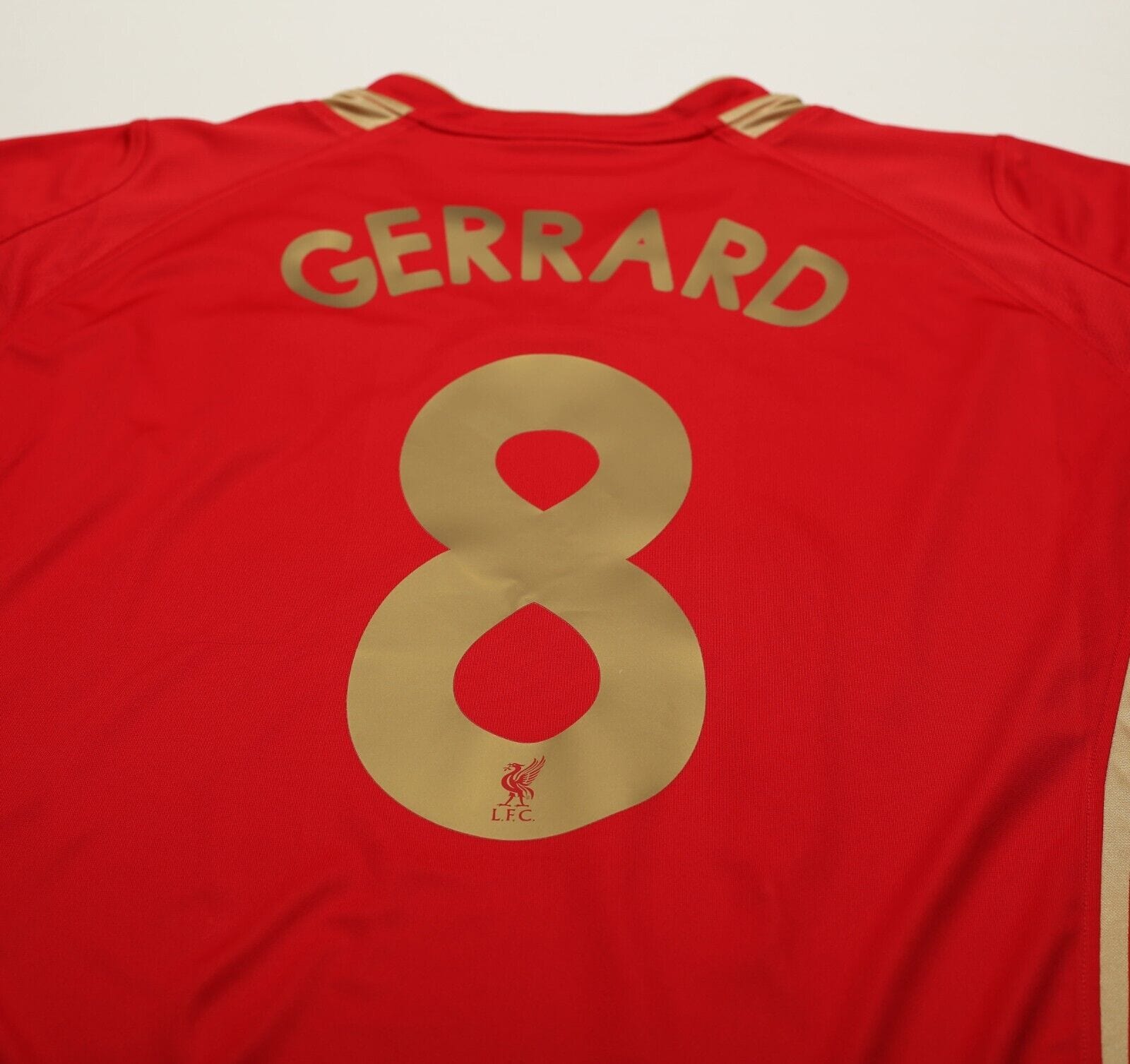 2005/06 GERRARD #8 Liverpool Vintage Reebok UCL Home Football Shirt (XL)