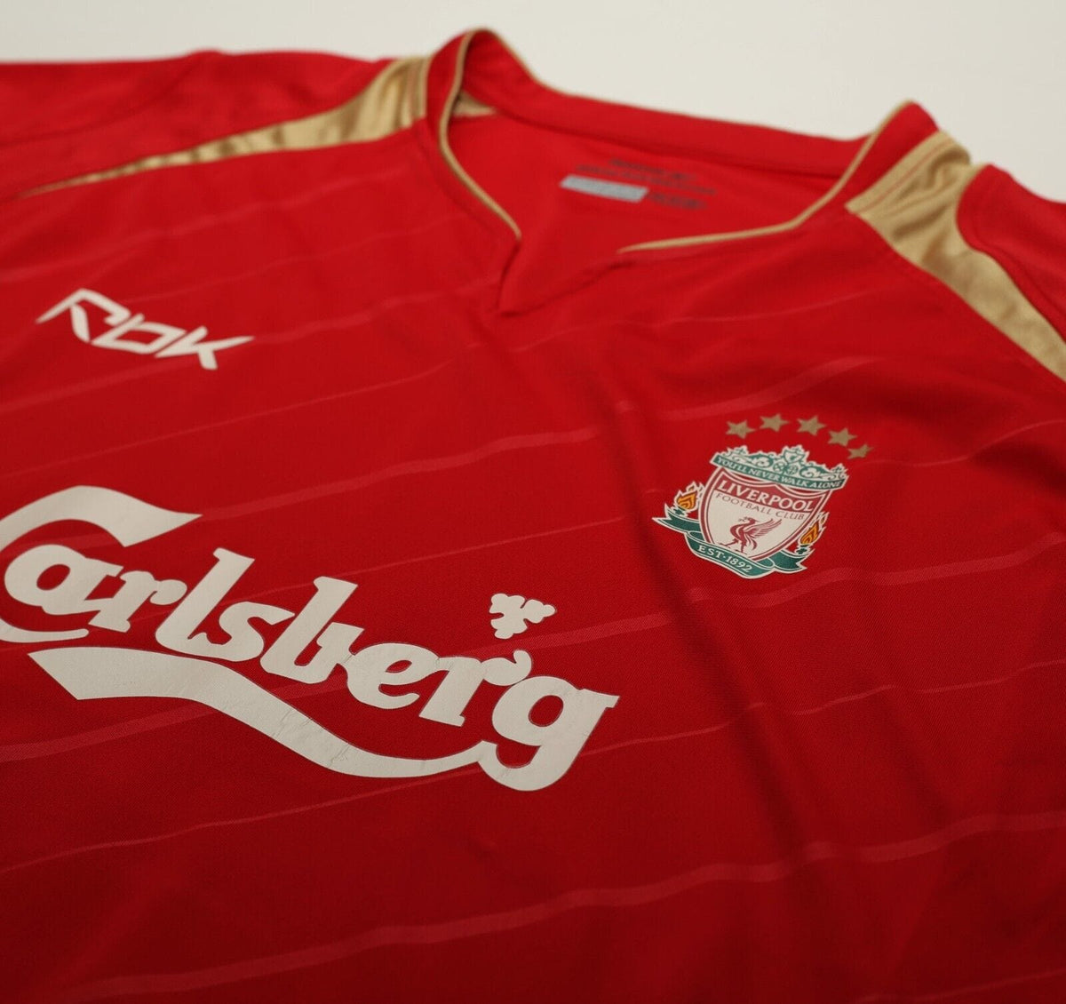 2005/06 GERRARD #8 Liverpool Vintage Reebok UCL Home Football Shirt (XL)